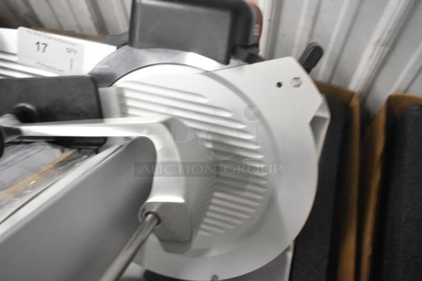BRAND NEW 2024 Globe S13-05 stainless steel meat slicer, 13" blade, manual, countertop, with blade sharpener, 220V.