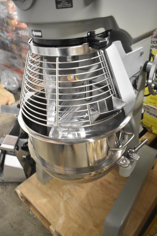 BRAND NEW 2023 Globe SPC40 40 Quart Planetary Dough Mixer with bowl, guard, whisk, and pastry attachments; 208V, 3 Phase.