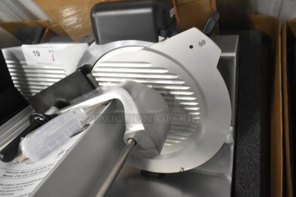 Globe SG13-84 stainless steel 13" manual meat slicer, brand new, with blade sharpener, 110V, commercial use.