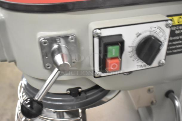 Brand new 2023 Centaur MAC20 20 Quart Planetary Dough Mixer with controls, featuring bowl guard and attachments.