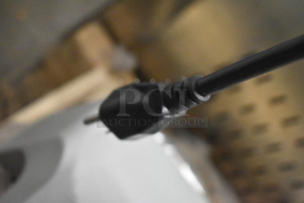 New 2023 Centaur MAC20 Metal Planetary Dough Mixer plug detail, voltage 115V, with attachments and bowl guard.