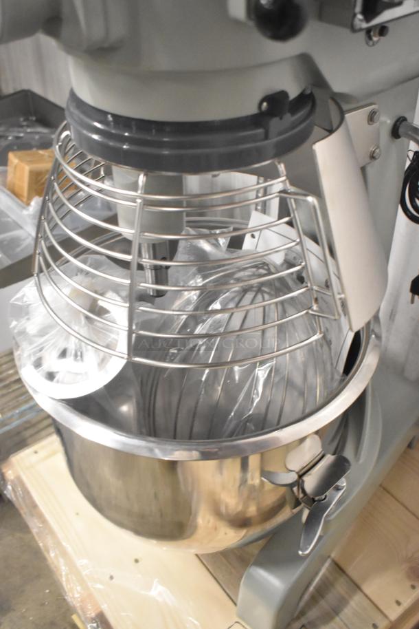 Brand new 2023 Centaur MAC20 20-Quart Planetary Dough Mixer with bowl guard, dough hook, whisk attachment. 115V, 1 phase.