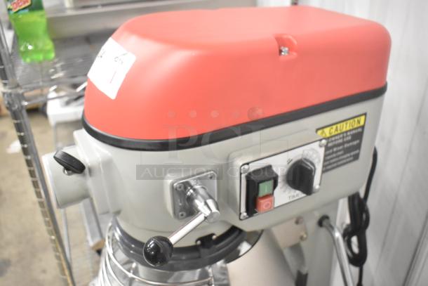 Centaur MAC20 20-quart planetary dough mixer, new, with bowl guard, dough hook, whisk attachment, 115V, 1 phase.