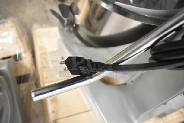 Brand new 2023 Centaur MAC20 20-quart planetary dough mixer with bowl guard and attachments. Includes dough hook and whisk.