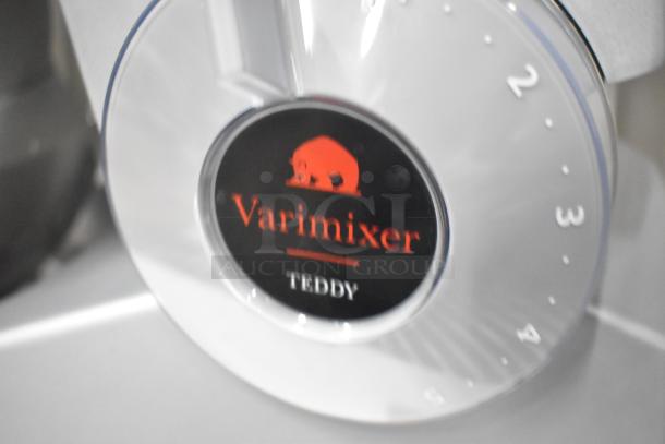 Brand new Varimixer V5A Teddy dough mixer, 5-quart, with bowl, guard, whisk, paddle, and hook. 120V, 1 phase.