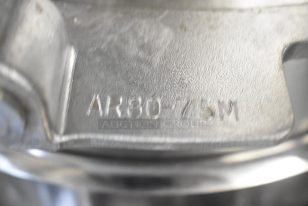 Metal mixing bowl with "AR80-75M" marking, brand new, high-capacity, 80-quart. Part of a set of 5 bowls.