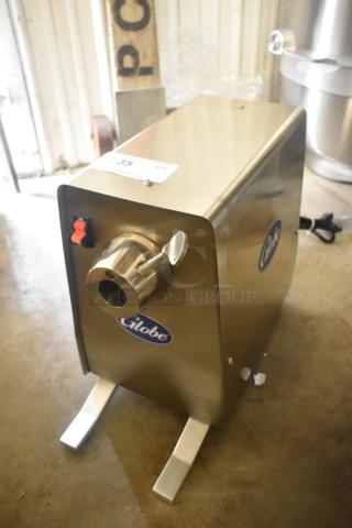 Brand new 2023 Globe GPD-H stainless steel commercial countertop power drive unit with #12 hub, 120V, 1 phase.