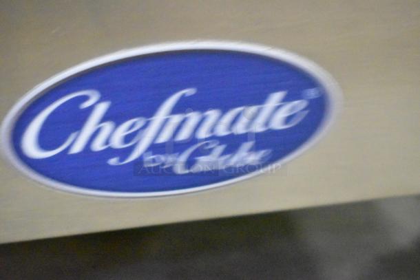 BRAND NEW 2024 Globe CM12 stainless steel meat chopper; #12 head size; chops 250 lbs/hr; 120V, 1 phase; Chefmate by Globe logo.