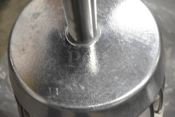Brand new Varimixer VHDWHIP-80 80-quart metal whisk attachment, polished finish, commercial grade, top view.