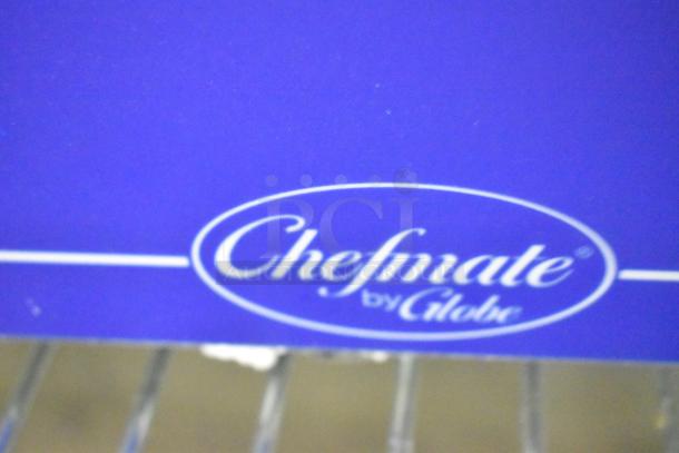 Brand new Globe GEG36 stainless steel electric countertop griddle, 208/240V, 1 phase; features "Chefmate by Globe" label.