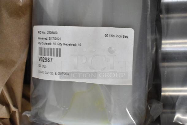 Close-up of label for Globe GVP20 vacuum sealer component, showing part number V02987 and order details.