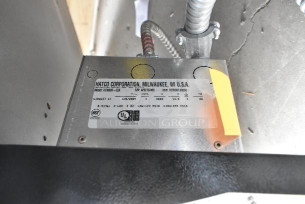 Hatco HCWBIR-3DA dual temperature food well, stainless steel, model label showing 120/208 volts, 1 phase, NSF certified.