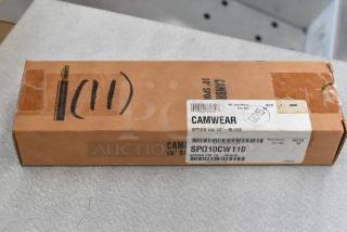 Box of Cambro SPO10CW110 0.75 oz. black buffet spoons; labeled “Camwear,” contains 12 new, scratch-and-dent items.