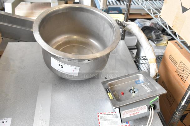 Wells Metal Commercial Round Drop In Food Warmer, 120 Volts, 1 Phase, used. Features a stainless steel finish and control panel.