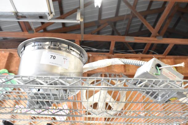 Wells metal commercial round drop-in food warmer, 120 volts, 1 phase. Metal construction, hardware and labels visible.