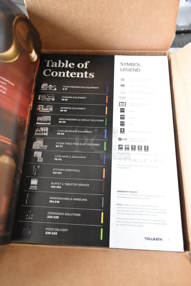 Three brand new Vollrath booklets in boxes, featuring a detailed table of contents and symbol legend.