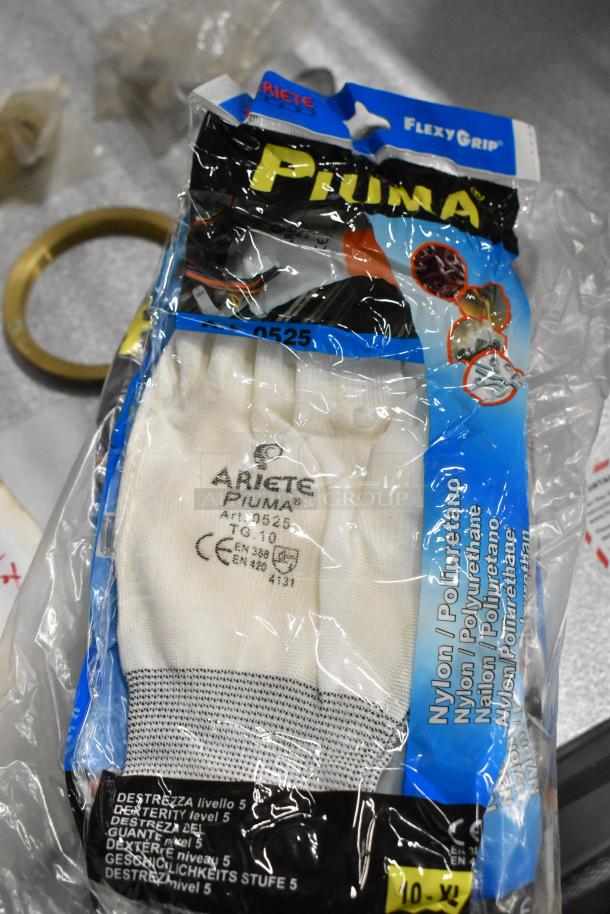 Ariete Piuma gloves in original packaging, nylon and polyurethane, size 10, dexterity level 5, model 0525.