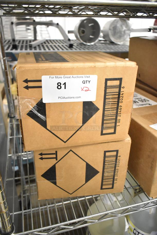 Box of 12 aerosol foam hand sanitizers, brand new. Label indicates auction lot 81, quantity 2, by PCIAuctions.com.