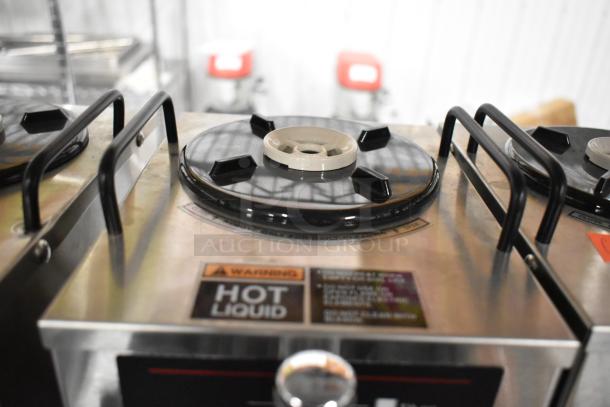 Bunn 1.5GPR-FF 1.5-gallon coffee server, new, with top handles, fast flow faucet, "Hot Liquid" label visible.