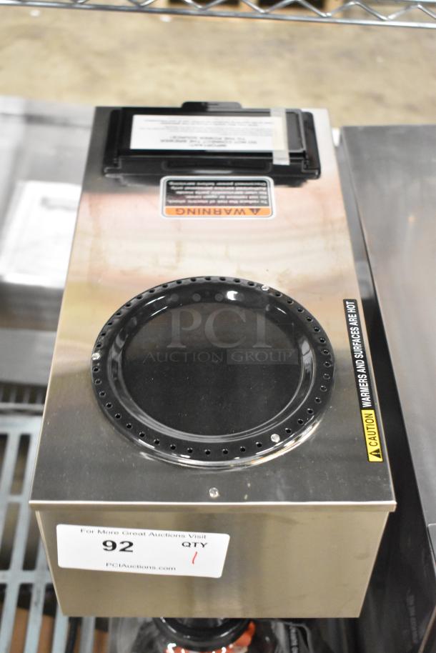 Brand new 2021 Bunn VPR stainless steel commercial coffee machine, single burner, 120V, includes coffee pot and poly brew basket.