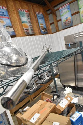 Brand new Tablecraft MW40 40" metal kettle whip with stainless steel construction. Tags indicate unused condition.