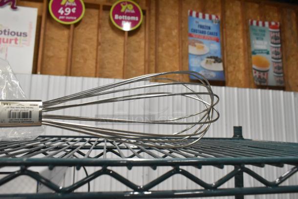 Brand new Tablecraft MW40 40" metal kettle whip, stainless steel, labeled handle, excellent condition.