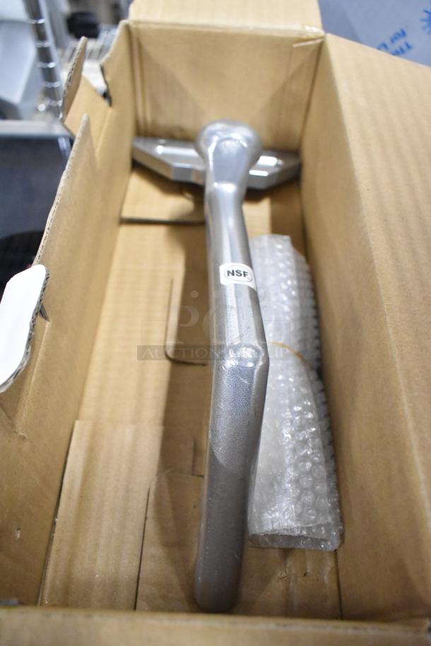 BRAND NEW Winco Heavy Duty Aluminum Grill Scraper in box, features NSF certification, ideal for commercial kitchens.