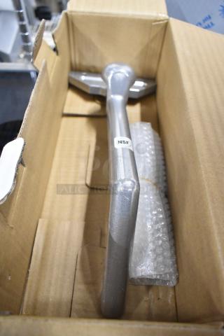 BRAND NEW Winco Heavy Duty Aluminum Grill Scraper in box, features NSF certification, ideal for commercial kitchens.