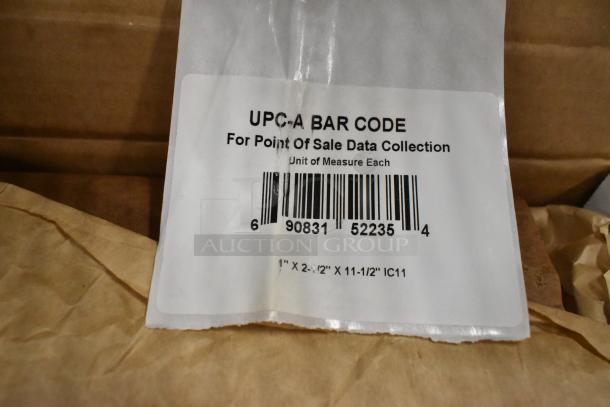 Brand new bricks with barcode label for point of sale data collection. Dimensions: 1"x 2-1/2"x 11-1/2".