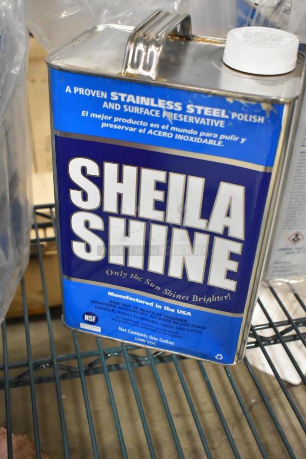 Sheila Shine stainless steel polish can, 1-gallon, NSF certified, new condition. Includes ChefMaster butane can.