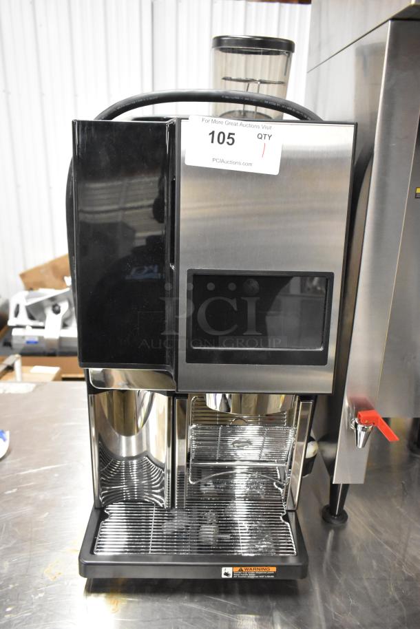 Brand new stainless steel commercial automatic espresso machine with hot water dispenser, 120/208-240V, 1 phase.
