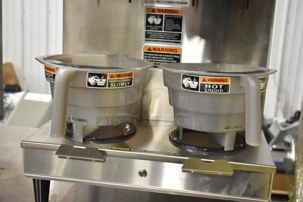 BRAND NEW Bunn DUAL stainless steel commercial coffee machine, features hot water dispenser, 4 poly brew baskets, 120/240V.