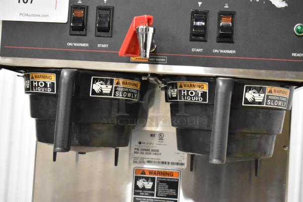 Brand new Bunn DUAL stainless steel commercial coffee machine with hot water dispenser. Includes four poly brew baskets.