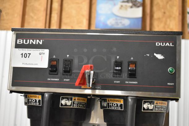 BRAND NEW 2018 Bunn DUAL stainless steel coffee machine, hot water dispenser, 4 brew baskets, 120/240V, 1 phase.