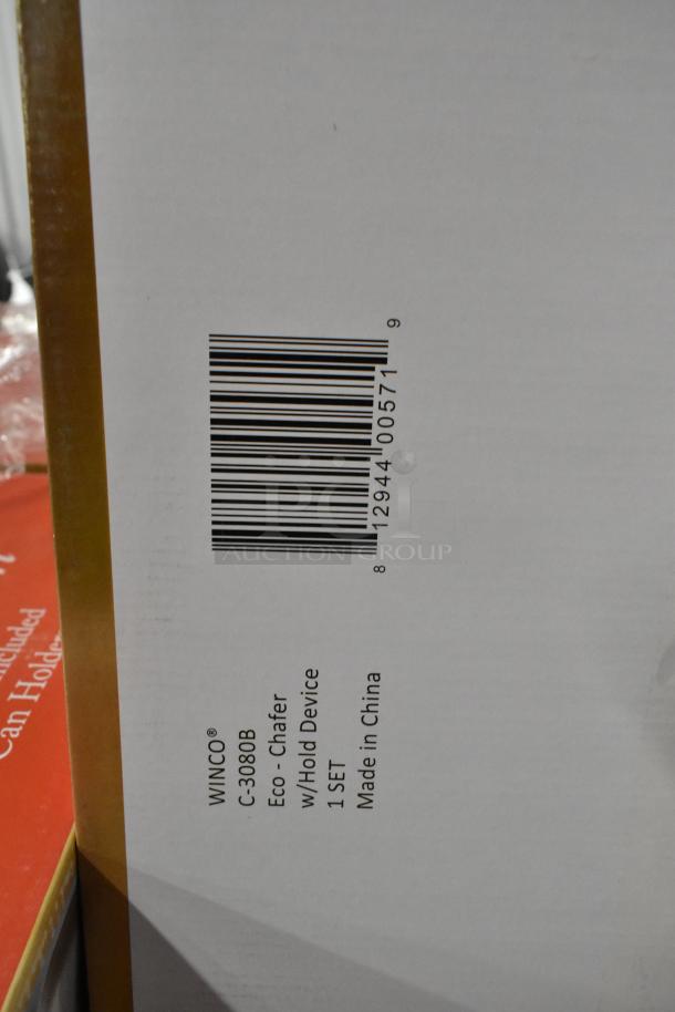 Winco C-3080B Full Size Chafer, stainless steel, brand new in box, includes hold device. Made in China.