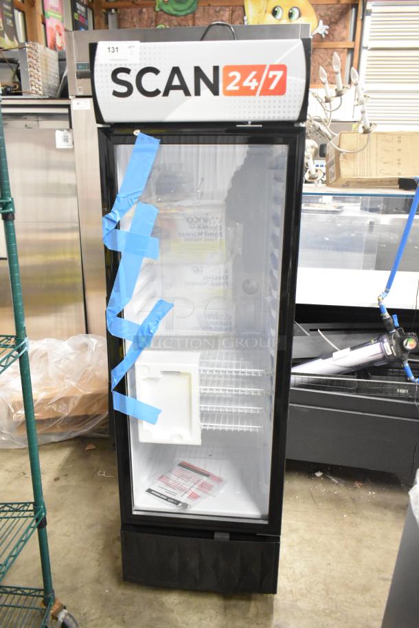 KoolMore MDR-9CP single-door cooler, brand new with cosmetic dents. Features poly-coated racks, 115V, 1 phase.