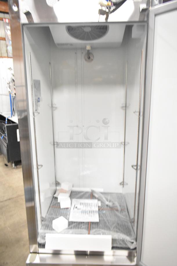 Mainstreet 829BMR23F stainless steel commercial freezer, single door, poly coated racks, on casters, 115V, 1-phase, new.