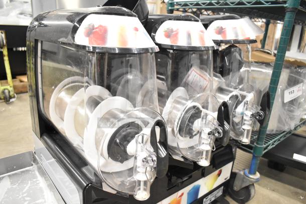 Brand new Vollrath VCBF168-37 triple 2.6-gallon frozen beverage machine. Stainless steel, 115V, 1 Phase, scratch and dent condition.