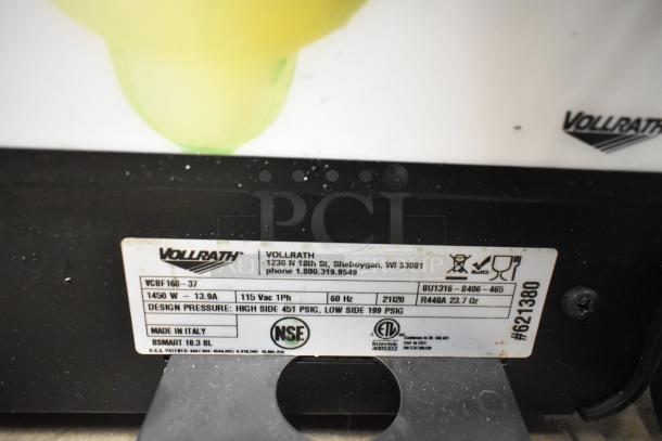 Vollrath VCBF168-37 label, showing model and specs. 115V, 1 Phase, 1450W. NSF certified. Made in Italy.