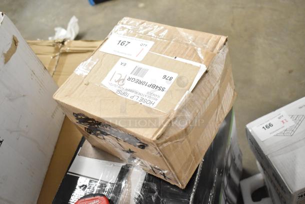 Brand new Backyard Pro 554BP10REGR gas connector hose and LP regulator in original but slightly damaged box.