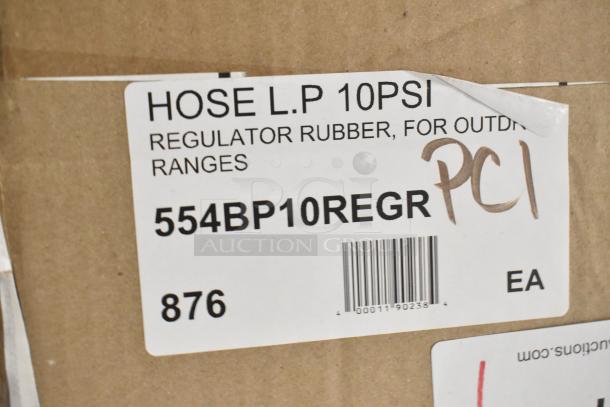 Brand new Backyard Pro 37" rubber gas connector hose and 10 PSI LP regulator. Model 554BP10REGR, male connection, in box.