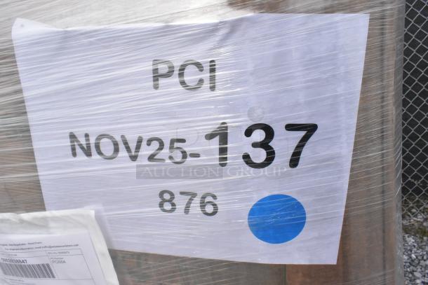 Pallet with 31 new scratch and dent items, wrapped in plastic, labeled "PCI NOV25-137 876" with a blue dot.