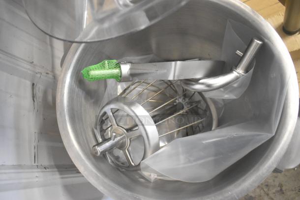 Brand new 2024 Varimixer V20KT 20 Quart Mixer with bowl, guard, whisk, dough hook, and pastry attachments. 120V, 1 Phase.