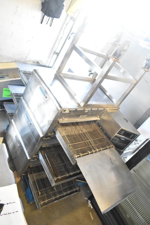 Three 2017 Turbochef HhC2020 stainless steel rapid cook ovens with stand on casters, 208/240V, 3-phase.