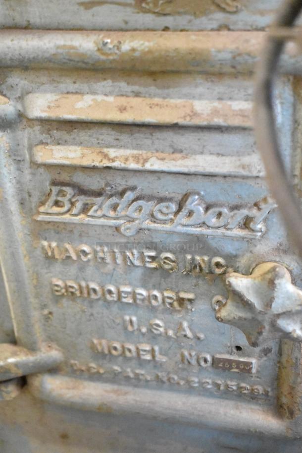 Bridgeport Milling Machine, model label visible, worn condition, includes Turnvision Monitor, commercial use.