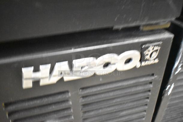 2019 Habco SE18 metal commercial cooler, single door, poly-coated racks, 115V, 1 phase, visible Habco branding.