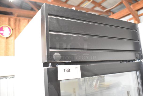 2019 Habco SE18 Commercial Cooler, metal, single door, 115V, poly coated racks, excellent condition, ID tag 189 visible.