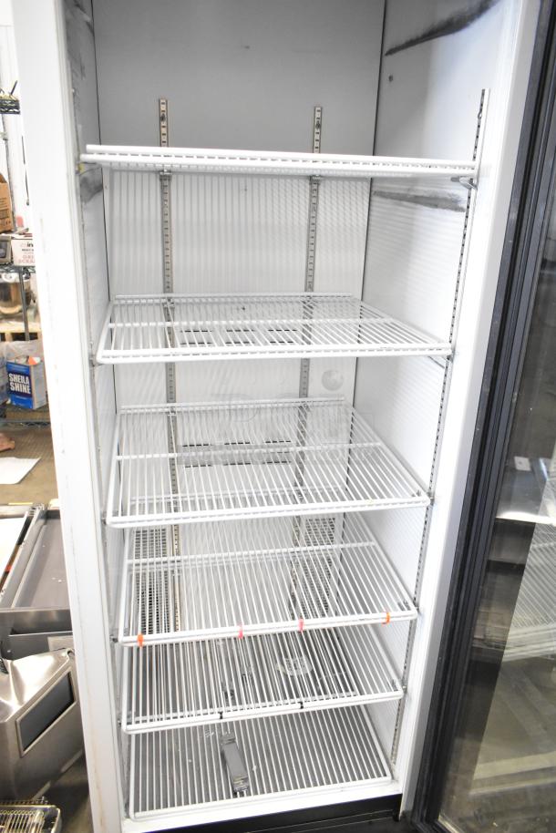 2019 Habco SE18 metal cooler, single door, poly-coated racks, 115V, 1 phase, clean condition, visible shelf clips.