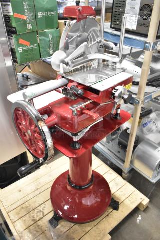 BRAND NEW! Globe FS12 Metal Commercial Floor Style Flywheel Manual Artisan Meat Slicer w/ Blade Sharpener. - Item #1225020