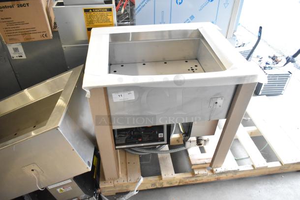 Brand new Hatco HCWBIR-2DA stainless steel dual temperature food well, 240 volts, 3 phase, visible caution labels.